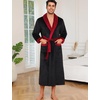 ENJOYNIGHT Mens Plush Fleece Robe Cozy Warm Bathrobe with Pockets(Black-r)