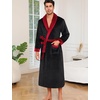 ENJOYNIGHT Mens Plush Fleece Robe Cozy Warm Bathrobe with Pockets(B-red)