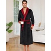 ENJOYNIGHT Mens Plush Fleece Robe Cozy Warm Bathrobe with Pockets(B-red)