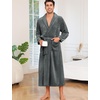 ENJOYNIGHT Mens Plush Fleece Robe Cozy Warm Bathrobe with Pockets(Dark-gr)