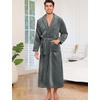 ENJOYNIGHT Mens Plush Fleece Robe Cozy Warm Bathrobe with Pockets(Dark-gr)