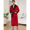 ENJOYNIGHT Mens Plush Fleece Robe Cozy Warm Bathrobe with Pockets(R-black)