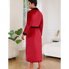 ENJOYNIGHT Mens Plush Fleece Robe Cozy Warm Bathrobe with Pockets(R-black)