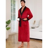 ENJOYNIGHT Mens Plush Fleece Robe Cozy Warm Bathrobe with Pockets(R-black)