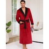 ENJOYNIGHT Mens Plush Fleece Robe Cozy Warm Bathrobe with Pockets(R-black)