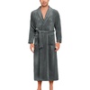 ENJOYNIGHT Mens Plush Fleece Robe Cozy Warm Bathrobe with Pockets(Dark-gr)