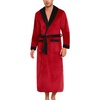 ENJOYNIGHT Mens Plush Fleece Robe Cozy Warm Bathrobe with Pockets(R-black)