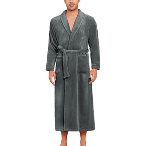 ENJOYNIGHT Mens Plush Fleece Robe Cozy Warm Bathrobe with Pockets(Dark-gr)