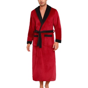 ENJOYNIGHT Mens Plush Fleece Robe Cozy Warm Bathrobe with Pockets(R-black)