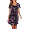 ENJOYNIGHT Womens Nightgown Cotton Sleep Shirt Short Sleeve Nightshirt(Black Letter)