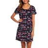 ENJOYNIGHT Womens Nightgown Cotton Sleep Shirt Short Sleeve Nightshirt(Black Letter)