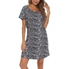 ENJOYNIGHT Womens Nightgown Cotton Sleep Shirt Short Sleeve Nightshirt(Black Zebra)