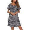 ENJOYNIGHT Womens Nightgown Cotton Sleep Shirt Short Sleeve Nightshirt(Black Zebra)