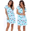 ENJOYNIGHT Womens Nightgown Cotton Sleep Shirt Short Sleeve Nightshirt(Blue Elephant)