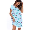 ENJOYNIGHT Womens Nightgown Cotton Sleep Shirt Short Sleeve Nightshirt(Blue Elephant)