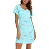 ENJOYNIGHT Womens Nightgown Cotton Sleep Shirt Short Sleeve Nightshirt(Blue Flying)
