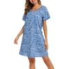 ENJOYNIGHT Womens Nightgown Cotton Sleep Shirt Short Sleeve Nightshirt(Blue Star)