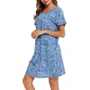ENJOYNIGHT Womens Nightgown Cotton Sleep Shirt Short Sleeve Nightshirt(Blue Star)