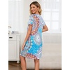 ENJOYNIGHT Womens Nightgown Cotton Sleep Shirt Short Sleeve Nightshirt(Bohemian Blue)