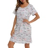ENJOYNIGHT Womens Nightgown Cotton Sleep Shirt Short Sleeve Nightshirt(Coffee Cup)