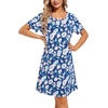 ENJOYNIGHT Womens Nightgown Cotton Sleep Shirt Short Sleeve Nightshirt(Dark Blue Flower)