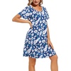ENJOYNIGHT Womens Nightgown Cotton Sleep Shirt Short Sleeve Nightshirt(Dark Blue Flower)
