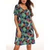 ENJOYNIGHT Womens Nightgown Cotton Sleep Shirt Short Sleeve Nightshirt(Feather1)