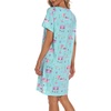 ENJOYNIGHT Womens Nightgown Cotton Sleep Shirt Short Sleeve Nightshirt(Green Bus)
