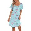 ENJOYNIGHT Womens Nightgown Cotton Sleep Shirt Short Sleeve Nightshirt(Green Bus)
