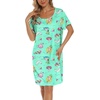 ENJOYNIGHT Womens Nightgown Cotton Sleep Shirt Short Sleeve Nightshirt(Green Colors)