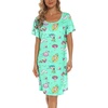 ENJOYNIGHT Womens Nightgown Cotton Sleep Shirt Short Sleeve Nightshirt(Green Colors)