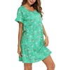 ENJOYNIGHT Womens Nightgown Cotton Sleep Shirt Short Sleeve Nightshirt(Green Flamingo)