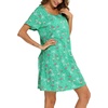 ENJOYNIGHT Womens Nightgown Cotton Sleep Shirt Short Sleeve Nightshirt(Green Flamingo)