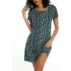 ENJOYNIGHT Womens Nightgown Cotton Sleep Shirt Short Sleeve Nightshirt(Green Flower)