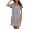 ENJOYNIGHT Womens Nightgown Cotton Sleep Shirt Short Sleeve Nightshirt(Grey Cat)