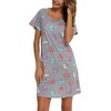ENJOYNIGHT Womens Nightgown Cotton Sleep Shirt Short Sleeve Nightshirt(Grey Cat)