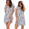 ENJOYNIGHT Womens Nightgown Cotton Sleep Shirt Short Sleeve Nightshirt(Grey Dog)