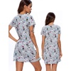 ENJOYNIGHT Womens Nightgown Cotton Sleep Shirt Short Sleeve Nightshirt(Grey Dog)