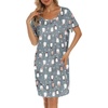 ENJOYNIGHT Womens Nightgown Cotton Sleep Shirt Short Sleeve Nightshirt(Grey Penguin)