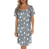 ENJOYNIGHT Womens Nightgown Cotton Sleep Shirt Short Sleeve Nightshirt(Grey Penguin)