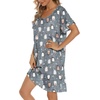 ENJOYNIGHT Womens Nightgown Cotton Sleep Shirt Short Sleeve Nightshirt(Grey Penguin)