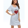 ENJOYNIGHT Womens Nightgown Cotton Sleep Shirt Short Sleeve Nightshirt(Grey Super)