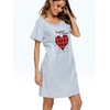 ENJOYNIGHT Womens Nightgown Cotton Sleep Shirt Short Sleeve Nightshirt(Grey Super)