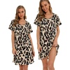 ENJOYNIGHT Womens Nightgown Cotton Sleep Shirt Short Sleeve Nightshirt(Light Leopard)