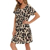 ENJOYNIGHT Womens Nightgown Cotton Sleep Shirt Short Sleeve Nightshirt(Light Leopard)