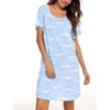 ENJOYNIGHT Womens Nightgown Cotton Sleep Shirt Short Sleeve Nightshirt(Moon)