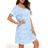 ENJOYNIGHT Womens Nightgown Cotton Sleep Shirt Short Sleeve Nightshirt(Moon)