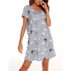 ENJOYNIGHT Womens Nightgown Cotton Sleep Shirt Short Sleeve Nightshirt(New Owl)