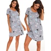 ENJOYNIGHT Womens Nightgown Cotton Sleep Shirt Short Sleeve Nightshirt(New Owl)