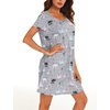 ENJOYNIGHT Womens Nightgown Cotton Sleep Shirt Short Sleeve Nightshirt(New Owl)